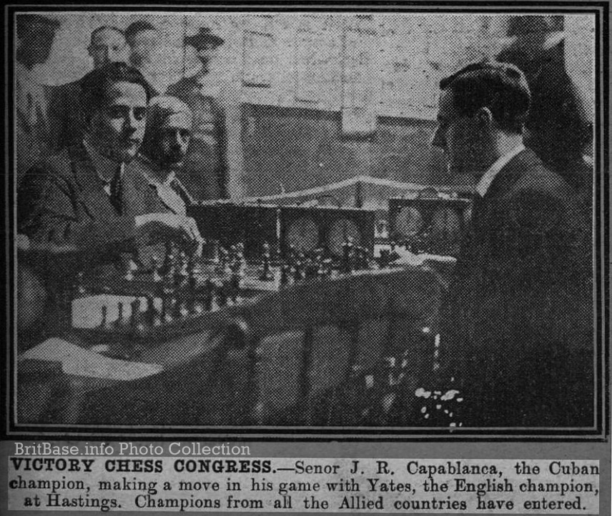 1919 Capablanca vs Yates, BCF Victory Tournament, Hastings