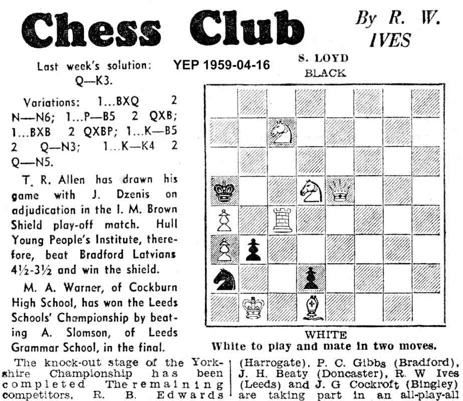 2 April, Yorkshire Evening Post, chess column