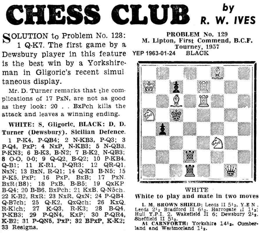 17 January 1963, Yorkshire Evening Post, chess column